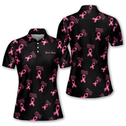 Breast cancer awareness pink ribbon womens sleeveless golf polo shirt custom name golf tops for women GY3111