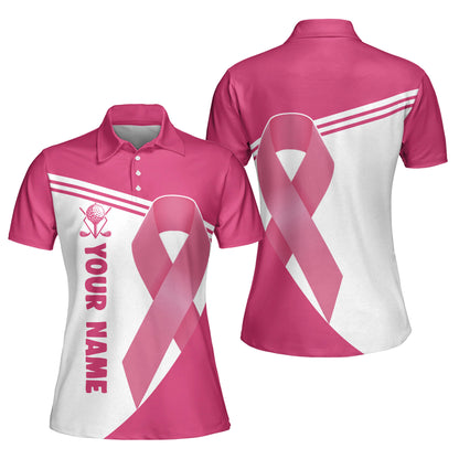 Breast cancer pink ribbon women sleeveless polo shirts, custom golf shirts for women golfing gifts GY3364