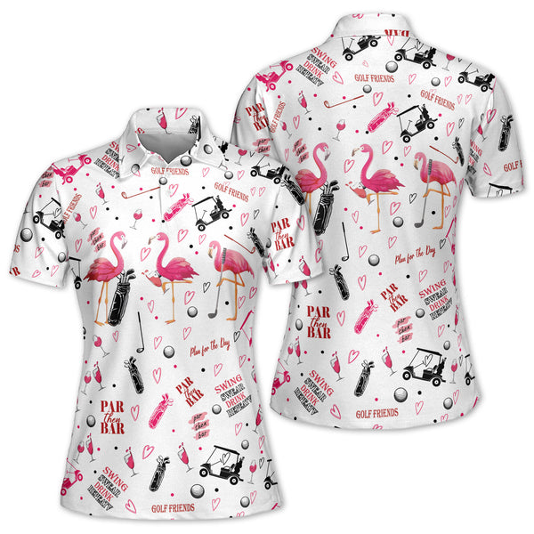 Flamingo Funny Golf Polo Shirt For Women, Women's Flamingo Golf Shirts GZ0001