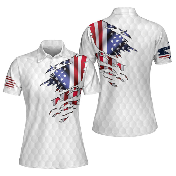 Custom Women's USA Flag Patriotic Golf Polo Shirts, Custom Patriotic Golf Shirts For Women GZ0014