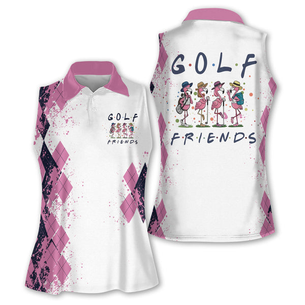Women's Golf Friend Flamingo Sleeveless Golf Shirt, Flamingo Team Golf Shirts Ladies GZ0018