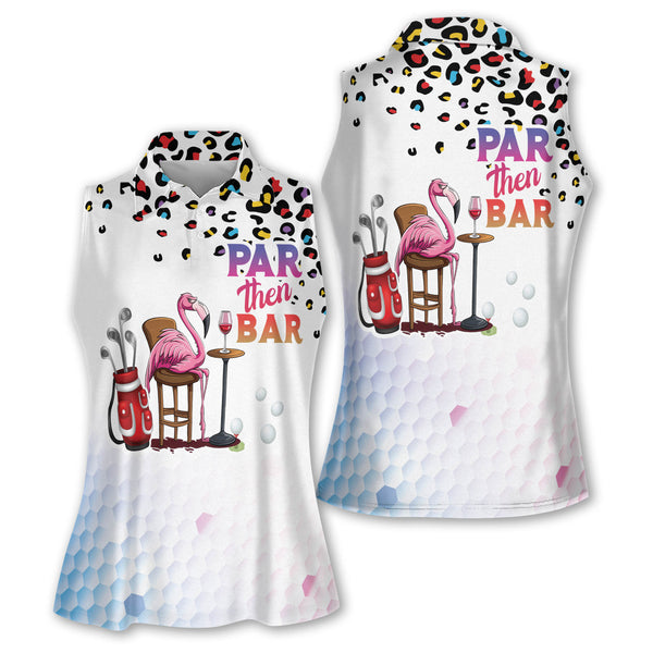 Par Then Bar Flamingo Sleeveless Golf Shirt Womens, Women's Funny Flamingo Golf Shirts GZ0021