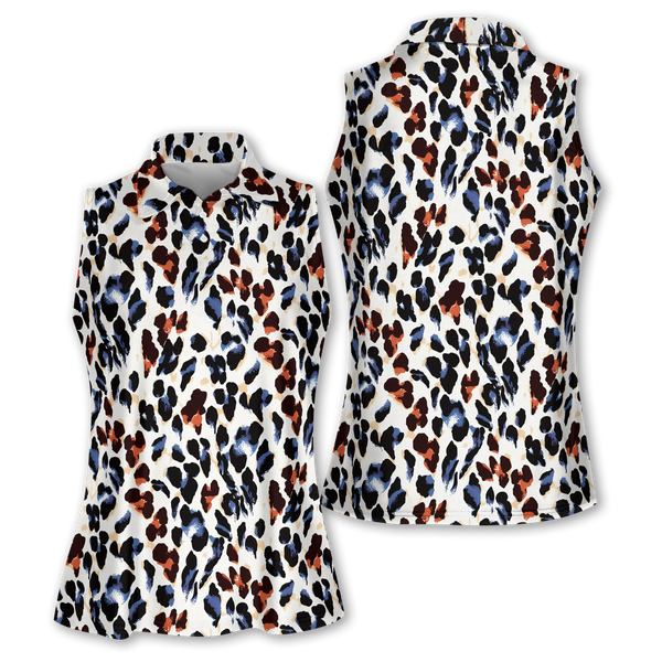 Women's Leopard Sleeveless Golf Shirts, Animal Print Golf Shirt For Women GZ0030