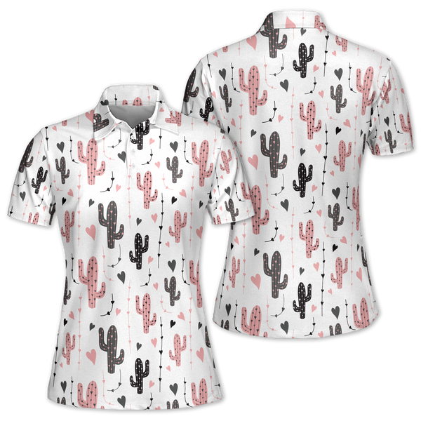 Cactus Golf Polo Shirt For Women, Cute Cactus Golf Shirts Women GZ0037