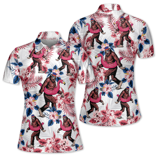 Bigfoot Tropical Women's Golf Polo Shirts,  Bigfoot Golf Shirt For Women GZ0039