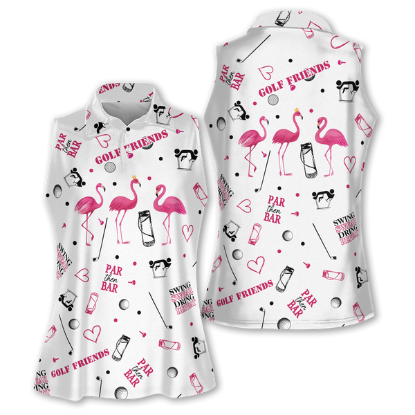 Funny Flamingo Sleeveless Golf Shirt For Women, Womens Flamingo Golf Shirt GZ0042