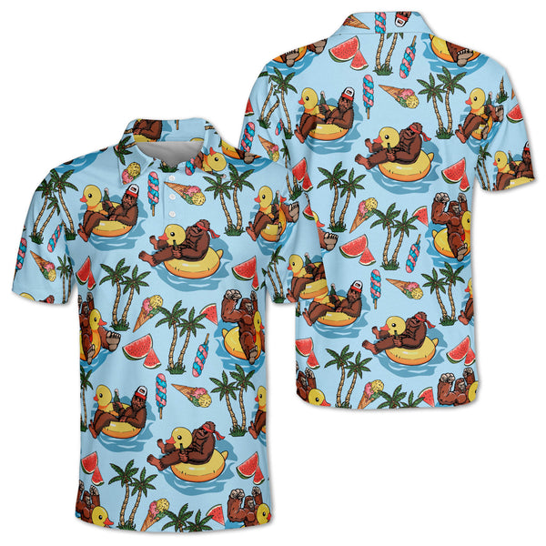 Funny Sasquatch Bigfoot Golf Polo Shirts For Men, Bigfoot Mens Golf Shirt GZ0051