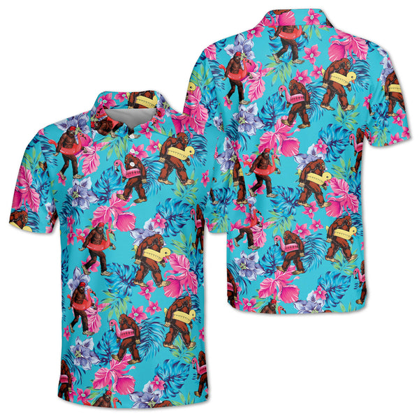 Mens Tropical Bigfoot Golf Polo Shirts, Bigfoot Golf Shirt For Men GZ0052