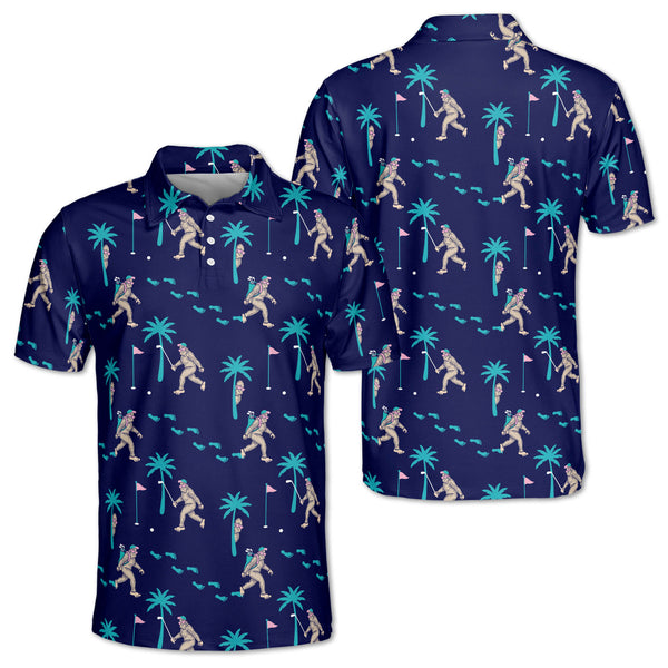 Bigfoot Mens Blue Golf Polo Shirts, Bigfoot Golf Shirts Men GZ0056