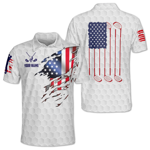 Custom Men's American Flag Golf Polo Shirt, Custom Patriotic Golf Shirts For Men GZ0062