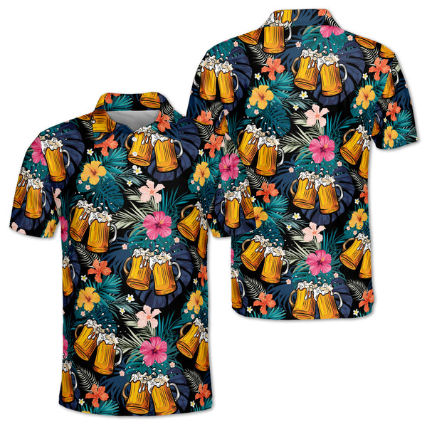 Mens Beer Tropical Golf Polo Shirts, Beer Golf Shirts For Men GZ0074