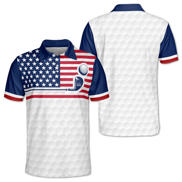 Men's American Flag Golf Polo Shirt, Mens Patriotic Golf Shirts GZ0078