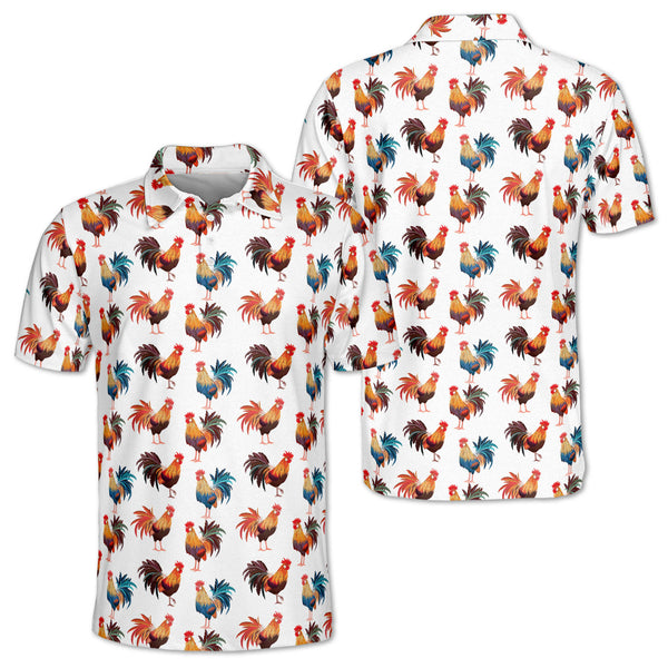 Rooster Mens Golf Polo Shirts, Rooster Golf Shirt GZ0081