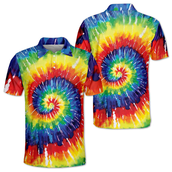 Mens Tie Dye Golf Polo Shirts, Tie Dye Golf Shirt For Men GZ0083