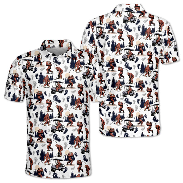 Bigfoot Mens Golf Polo Shirts, Sasquatch Golf Shirt For Men, Bigfoot Golf Shirt GZ0090