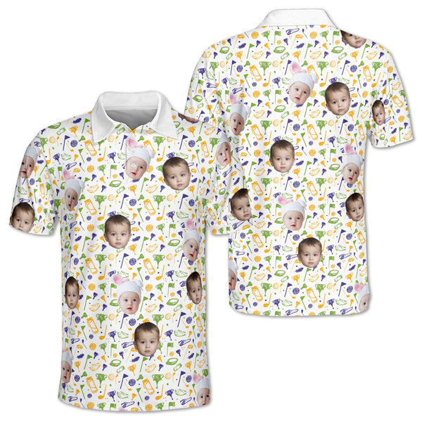 Custom Face Mens Golf Polo Shirts, Custom Face Men Funny Golf Shirts GZ0098