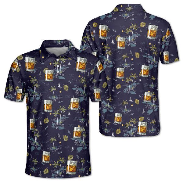 Whiskey Mens Hawaiian Golf Polo Shirts, Whiskey Golf Shirt For Men GZ0100