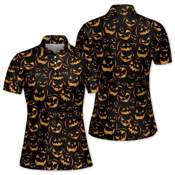 Womens Halloween Black Golf Polo Shirts, Halloween Golf Shirt For Women GZ0101