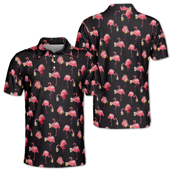 Flamingo Beer Golf Polo Shirt Men's, Mens Flamingo Golf Shirt GZ0112