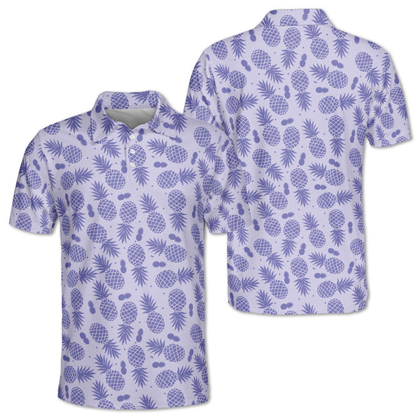 Pineapple Mens Purple Golf Polo Shirt, Pineapple Golf Shirt For Men GZ0114