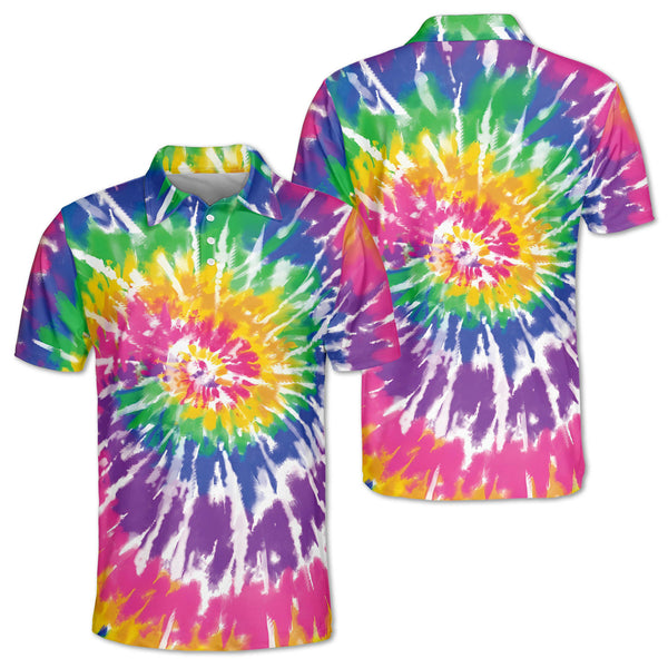 Mens Tie Dye Golf Polo Shirts, Tie Dye Golf Shirt Men's GZ0115