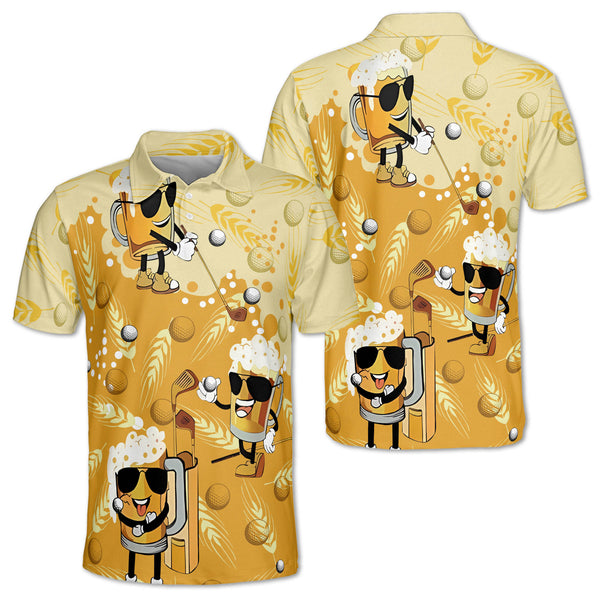 Mens Funny Beer Golf Polo Shirts, Beer Golf Shirts For Men GZ0122