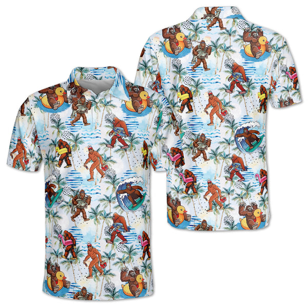 Mens Bigfoot Hawaiian Golf Polo Shirts, Bigfoot Golf Shirts Men GZ0128