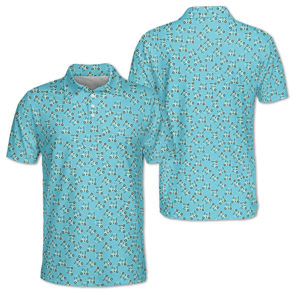 Mens Teal Polo Golf Cart Shirt, Golf Cart Shirt Men's GZ0131