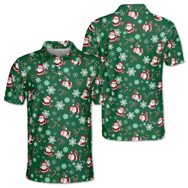Men's Christmas Green Golf Polo Shirts, Christmas Golf Shirts For Men GZ0138