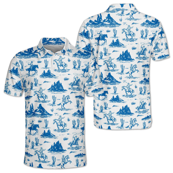 Cowboy Golf Polo Shirt, Mens Western Golf Shirts GZ0143