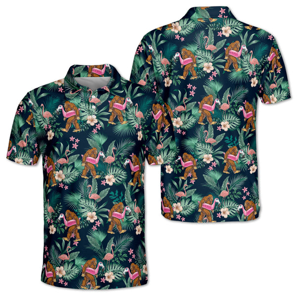 Mens Tropical Bigfoot Sasquatch Golf Polo Shirts, Bigfoot Golf Shirt GZ0150