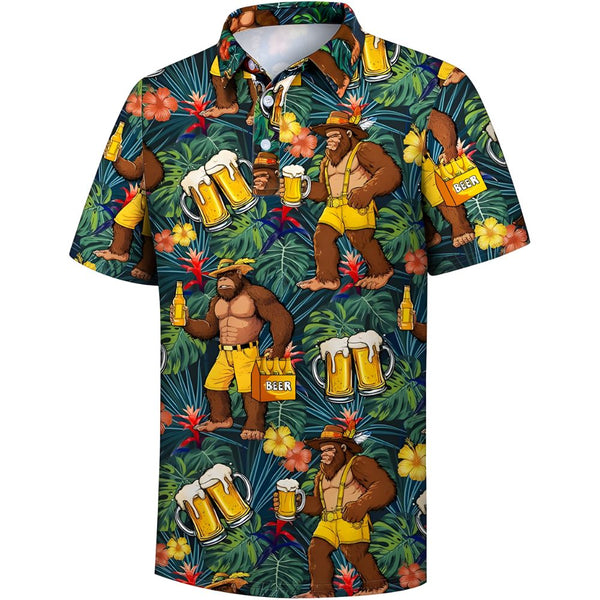 Mens Tropical Beer Bigfoot Golf Polo Shirt, Sasquatch Golf Shirts For Men GZ0161