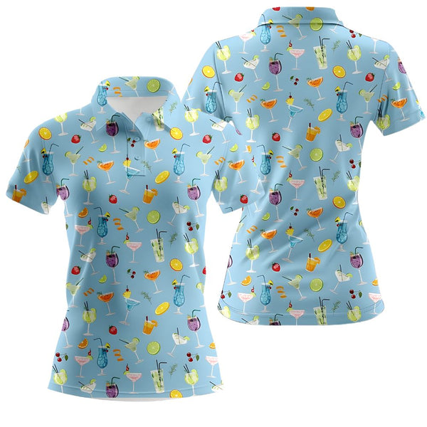 Women Cocktail Blue Golf Polo Shirt, Cocktail Golf Shirt For Ladies GZ0164
