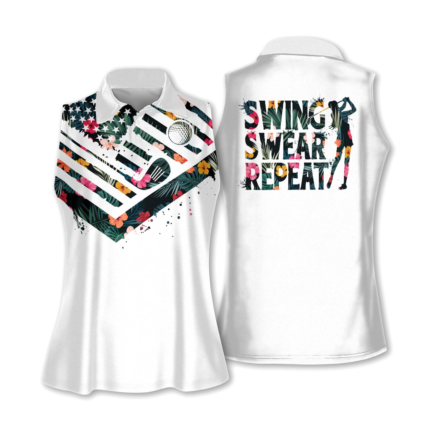 Tropical Swing Swear Repeat Golf Shirts H0088