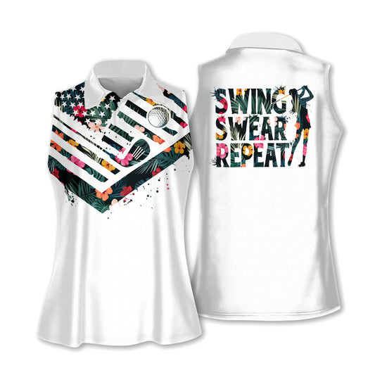 Tropical Swing Swear Repeat Golf Shirts H0088