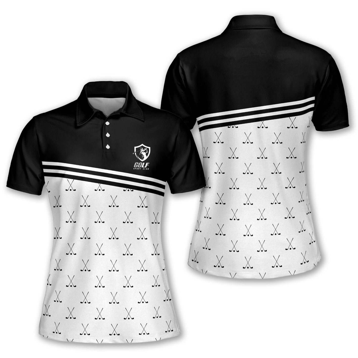 Crossed Black Golf Club Golf Polo Shirt H0287