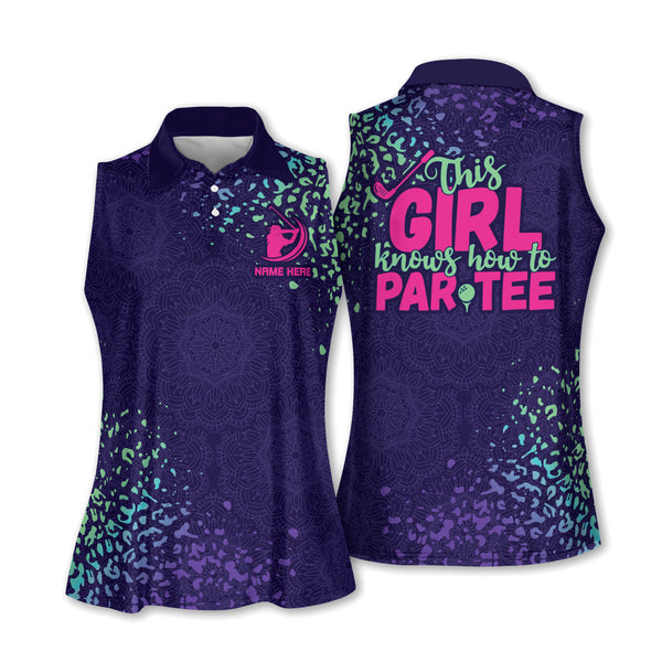 Custom This Girl Knows How To Par Tee Sleeveless Golf Shirts For Women, Custom Funny Purple Mandala Golf Shirt Women's GW0063