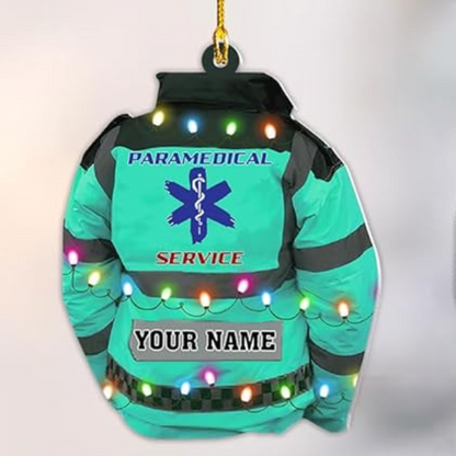 Personalized EMS EMT Paramedic Jacket Ornament, Custom Name Emergency Medical Ornament ON1011