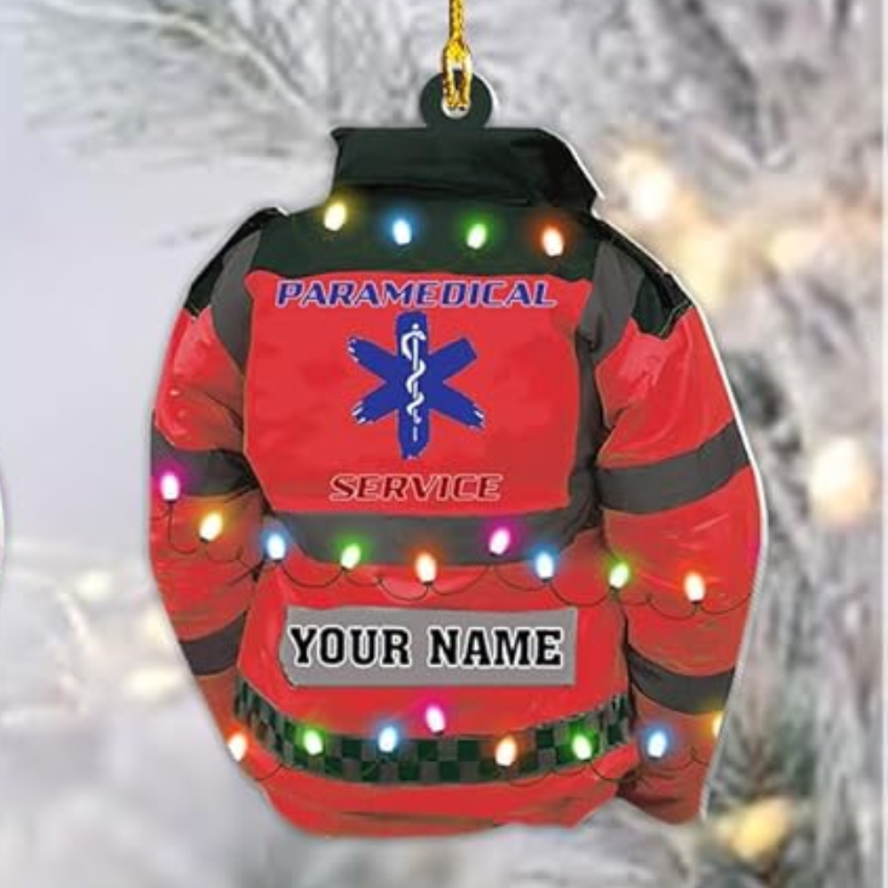 Personalized EMS EMT Paramedic Jacket Ornament, Custom Name Emergency Medical Ornament ON1011