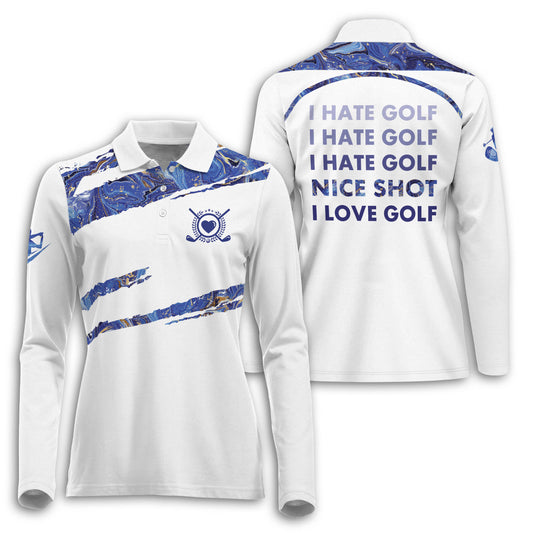 I Hate Golf Pattern Long Sleeve Shirt I0208