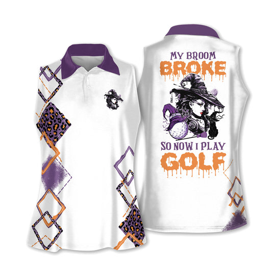 Halloween My Broom Broke Golf Shirts I0255