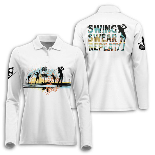 Golf Swing Swear Repeat Long Sleeve I0265