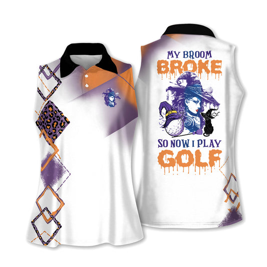 Halloween My Broom Broke Golf Shirts I0288