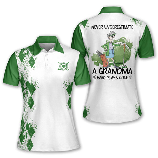 Never Underestimate Grandma Golf Shirt I0331