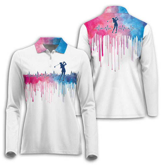 Golf Heart Beat Watercolor Long Sleeve I0337