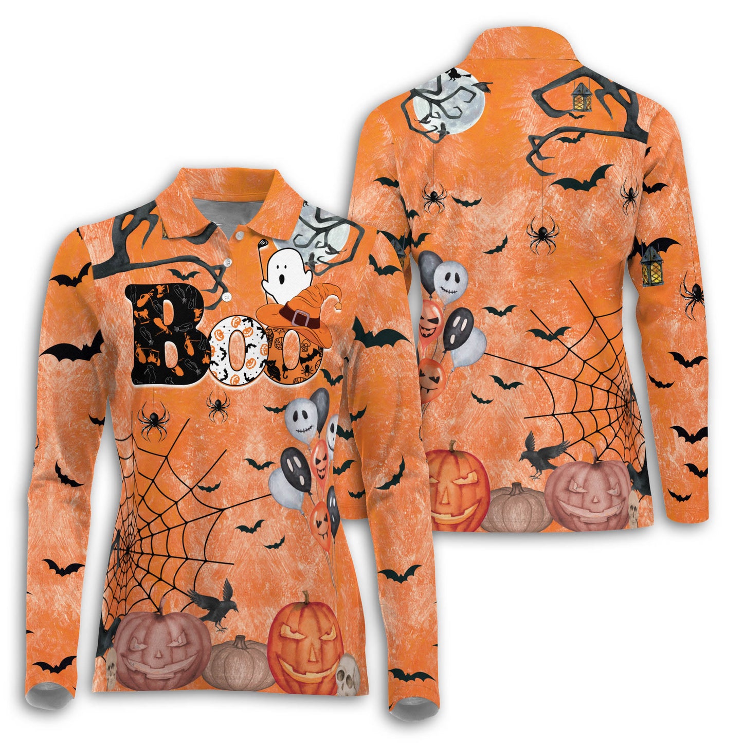 Boo Halloween Golf Orange Long Sleeve I0371