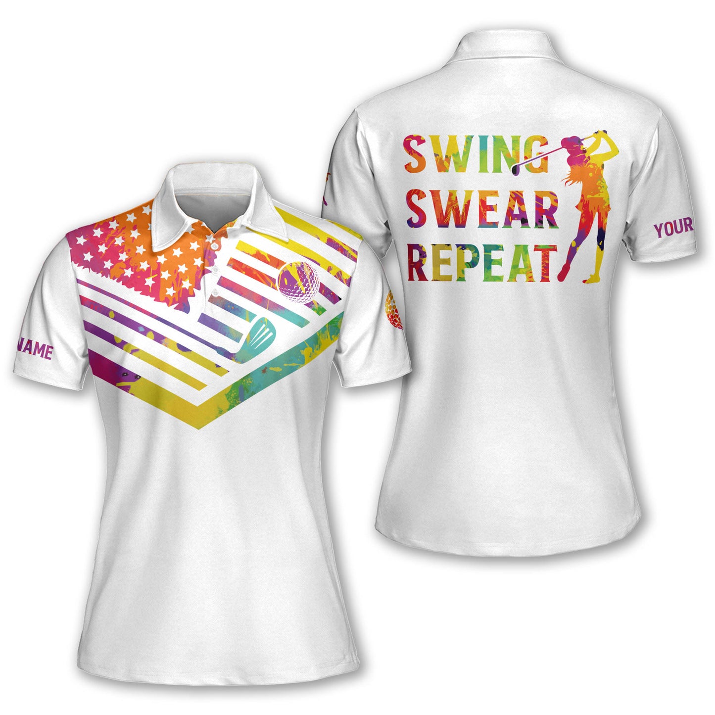 American Swing Swear Repeat Golf Shirt I0512