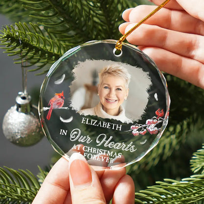 Custom Photo First Christmas In Heaven - Personalized Circle Glass Ornament, In Loving Memory Christmas Ornament Personalized Memorial Photo Ornament ON0108