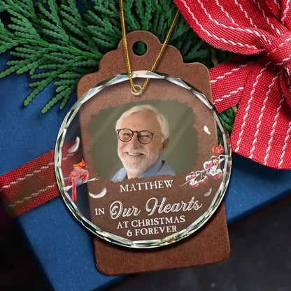 Custom Photo First Christmas In Heaven - Personalized Circle Glass Ornament, In Loving Memory Christmas Ornament Personalized Memorial Photo Ornament ON0108