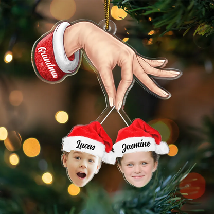 Custom Photo Grandma Grandkids Christmas Gift - Personalized Cutout Acrylic Ornament, Custom Grandma Grandkids Family Ornament 2024 ON0293